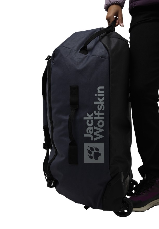 Navy Men Jack Wolfskin All-in Wheeler 90 Duffle Bags | 97777214