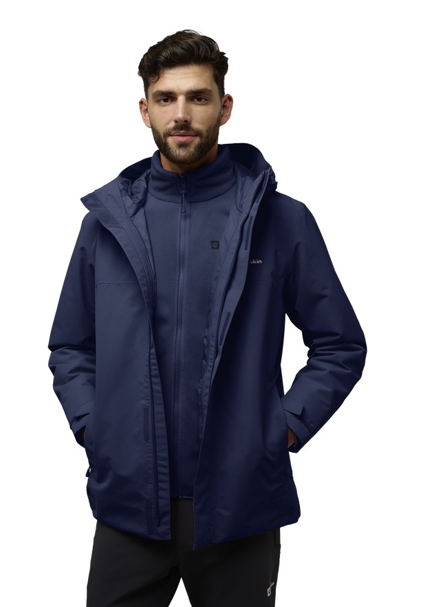 Navy Men Jack Wolfskin Altenberg 3in1 Jackets | 29119448