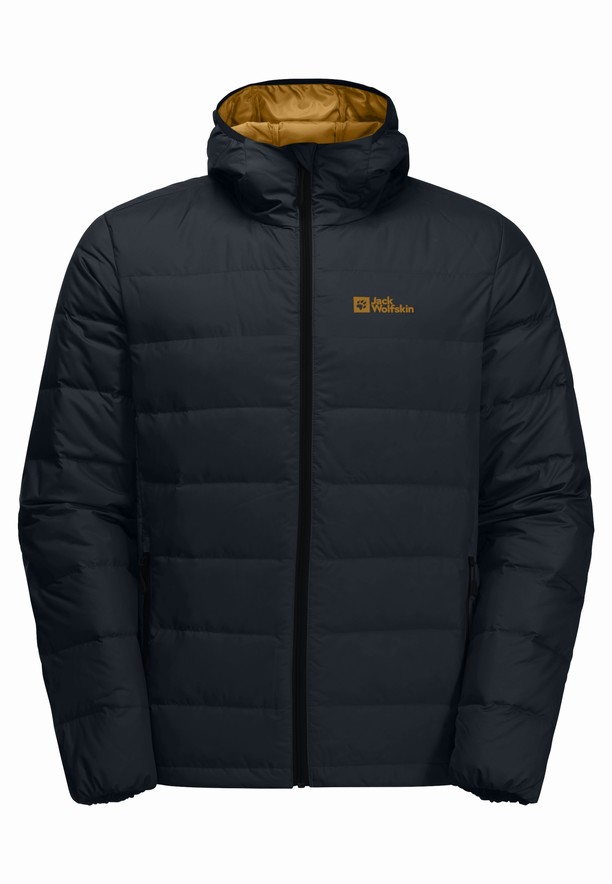 Navy Men Jack Wolfskin Ather Hoody Down Jackets | 26586410