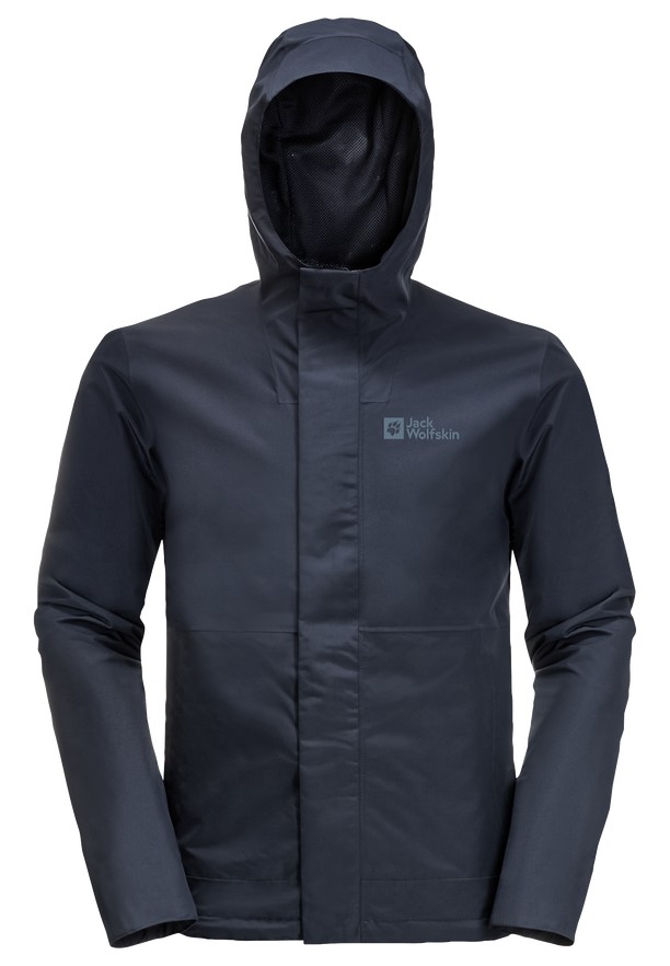 Navy Men Jack Wolfskin Baydream Rain Jackets | 96803763