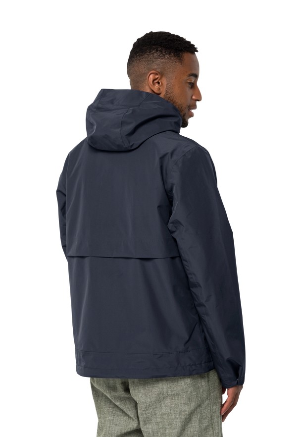 Navy Men Jack Wolfskin Baydream Rain Jackets | 96803763