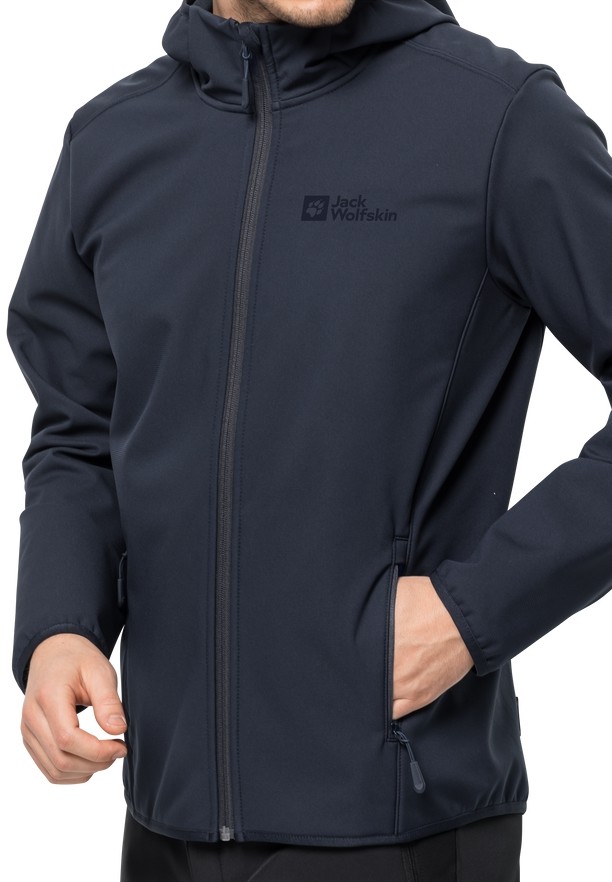 Navy Men Jack Wolfskin Bornberg Hoody Softshell Jackets | 10628864