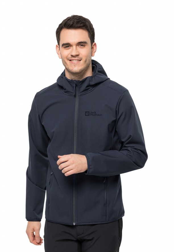 Navy Men Jack Wolfskin Bornberg Hoody Softshell Jackets | 10628864