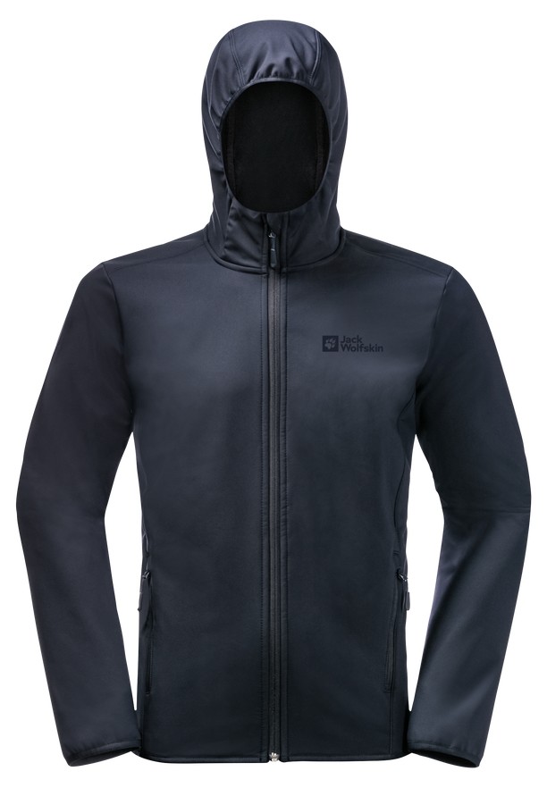 Navy Men Jack Wolfskin Bornberg Hoody Softshell Jackets | 36277979