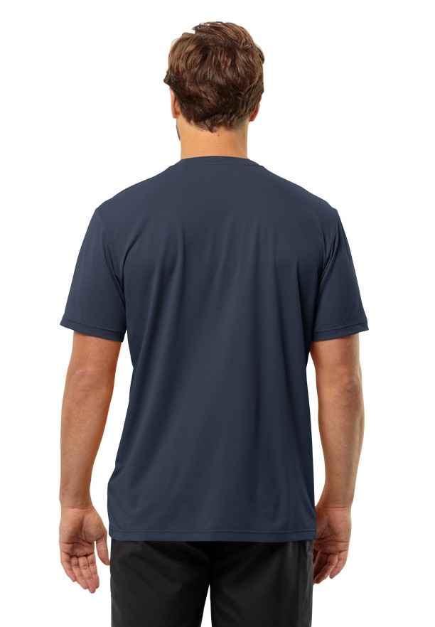 Navy Men Jack Wolfskin Delgami S/s T Shirts | 34709783