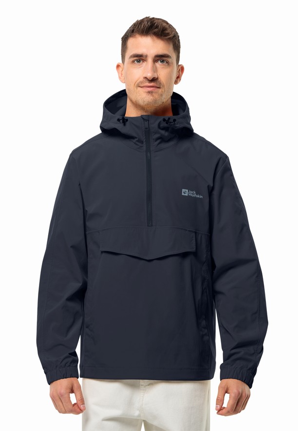 Navy Men Jack Wolfskin Desert Wind Overhead Jackets | 48906793