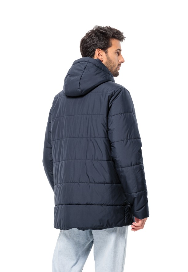 Navy Men Jack Wolfskin Deutzer Long Jackets | 97359735