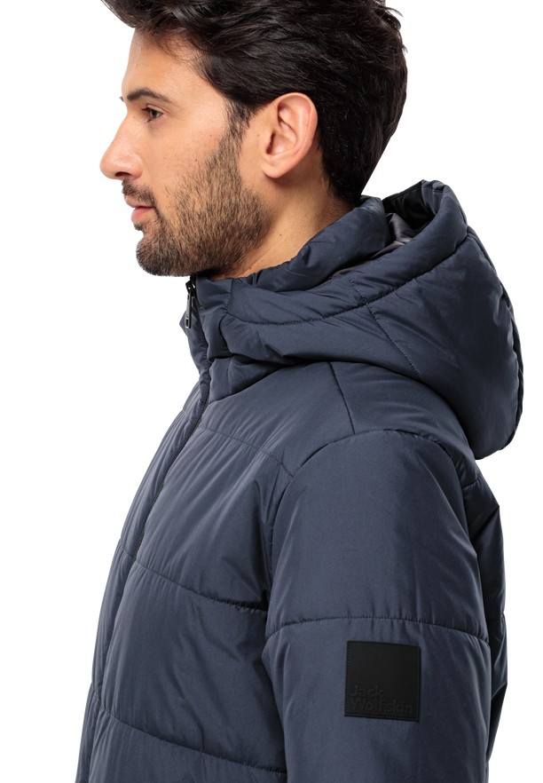 Navy Men Jack Wolfskin Deutzer Long Jackets | 97359735