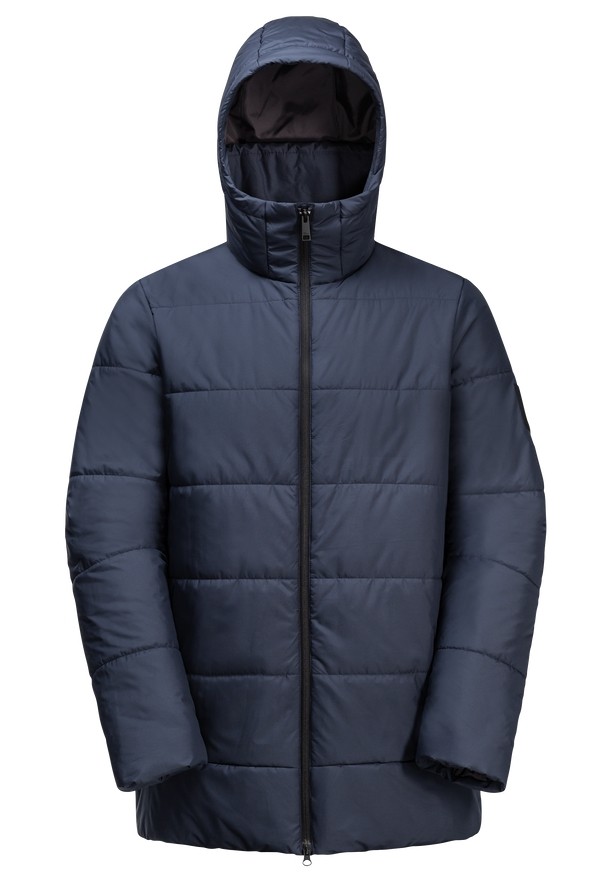 Navy Men Jack Wolfskin Deutzer Long Jackets | 97359735