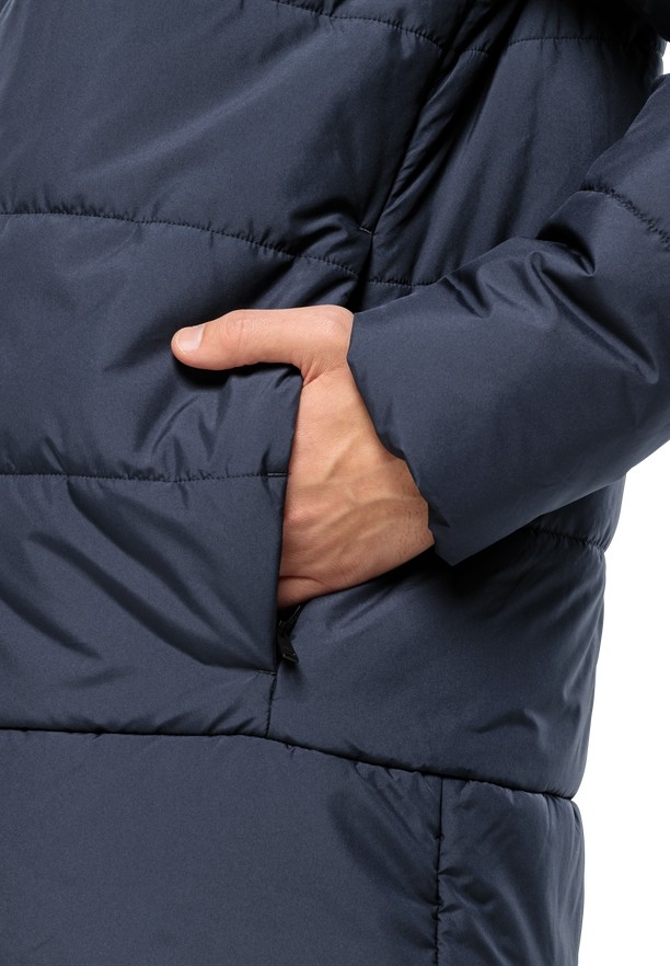 Navy Men Jack Wolfskin Deutzer Long Jackets | 97359735