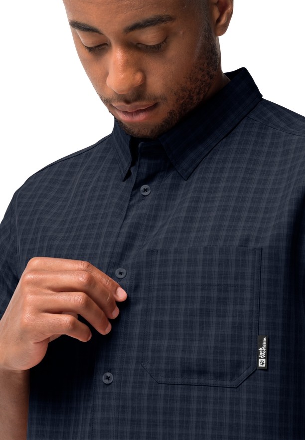 Navy Men Jack Wolfskin El Dorado Shirts | 86290465