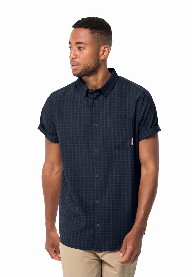 Navy Men Jack Wolfskin El Dorado Shirts | 86290465