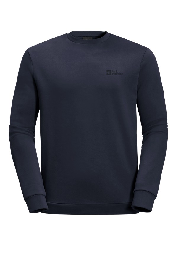 Navy Men Jack Wolfskin Essential Crewneck Sweatshirts | 22137789