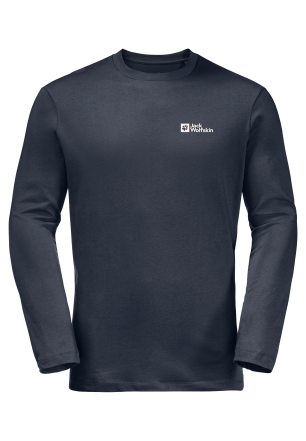 Navy Men Jack Wolfskin Essential Longsleeve T Shirts | 62055977