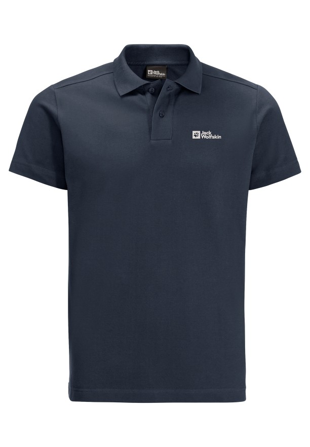 Navy Men Jack Wolfskin Essential Polo Shirts | 46455009