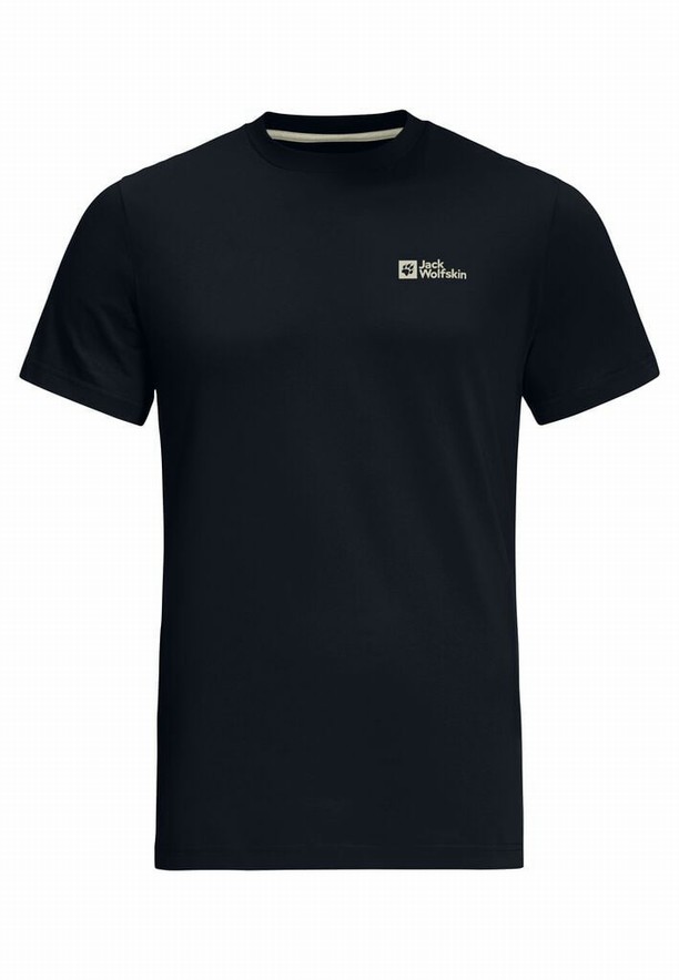 Navy Men Jack Wolfskin Essential T Shirts | 13498919