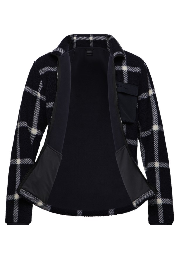 Navy Men Jack Wolfskin Felslicht Check Fleece Jackets | 67306784