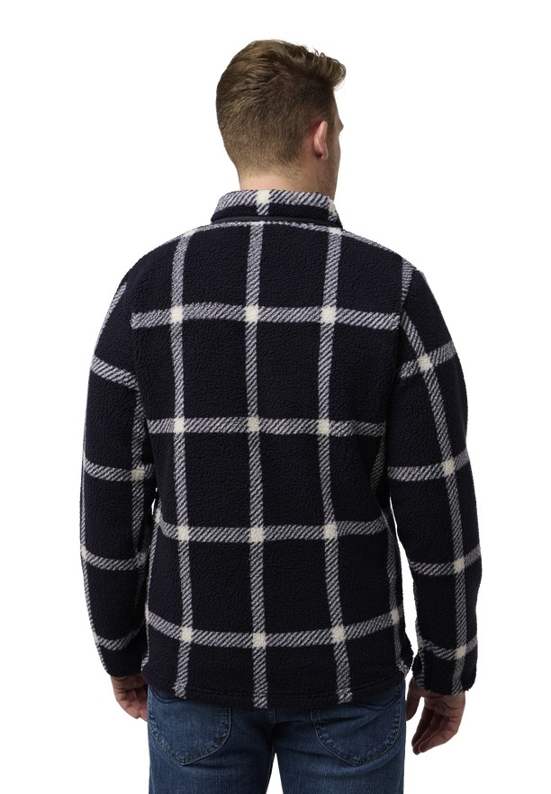 Navy Men Jack Wolfskin Felslicht Check Fleece Jackets | 67306784