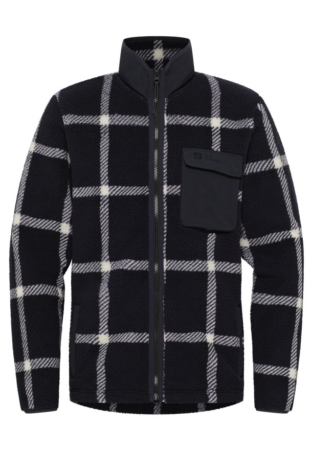 Navy Men Jack Wolfskin Felslicht Check Fleece Jackets | 67306784