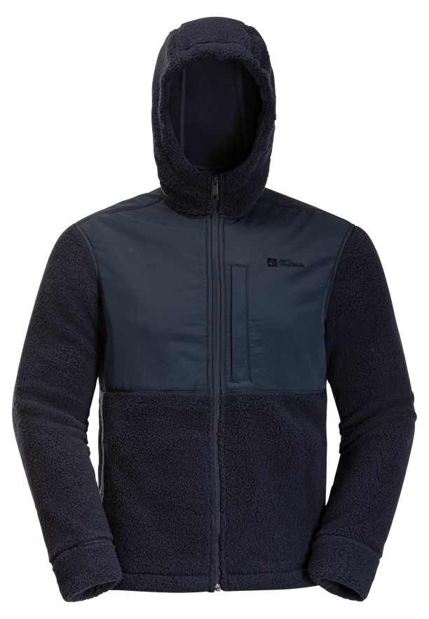 Navy Men Jack Wolfskin Felslicht Hooded Fleece Jackets | 96792596
