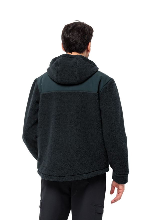 Navy Men Jack Wolfskin Felslicht Hooded Fleece Jackets | 96792596