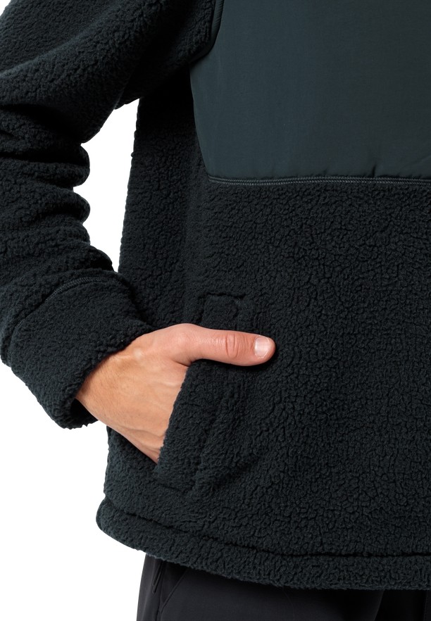 Navy Men Jack Wolfskin Felslicht Hooded Fleece Jackets | 96792596