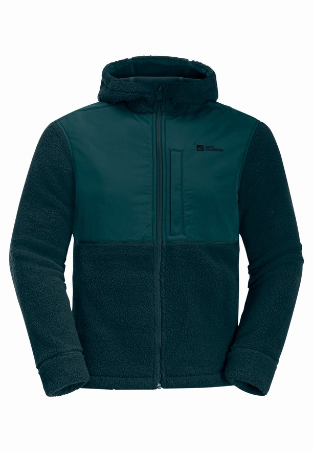 Navy Men Jack Wolfskin Felslicht Hooded Fleece Jackets | 44237864