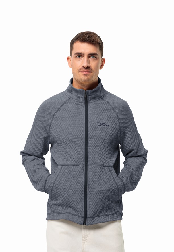 Navy Men Jack Wolfskin Fernweh Fleece Jackets | 68852543