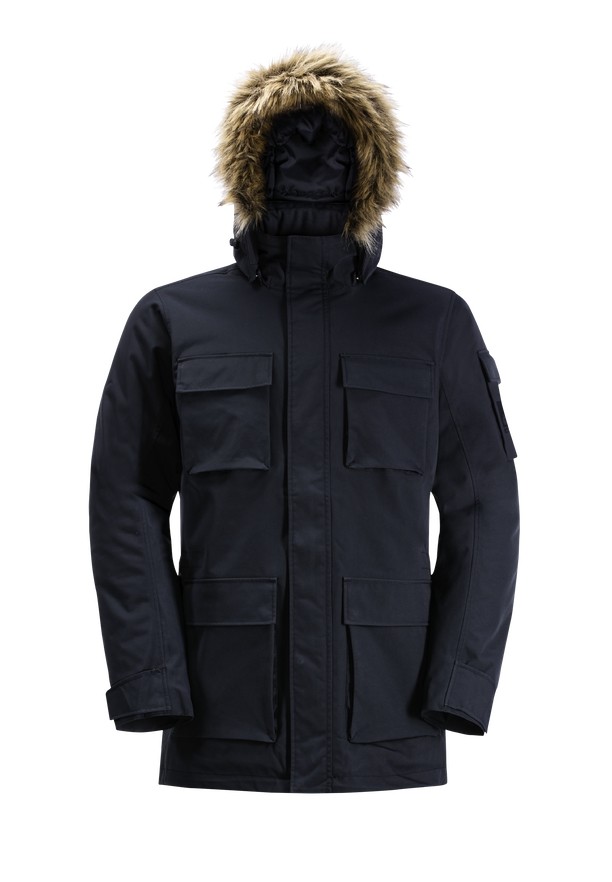 Navy Men Jack Wolfskin Glacier Canyon Coats | 76205982