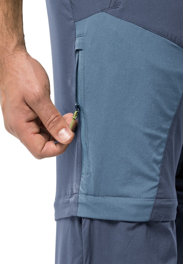 Navy Men Jack Wolfskin Glastal Zip Away Hiking Pants | 45307608