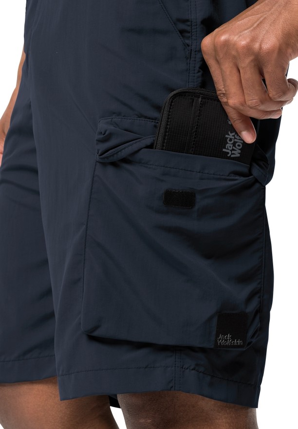 Navy Men Jack Wolfskin Kalahari Cargo Shorts | 63644450