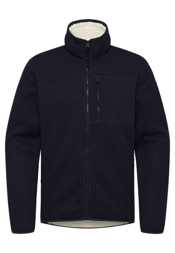 Navy Men Jack Wolfskin Kaminfeuer Fleece Jackets | 79492026