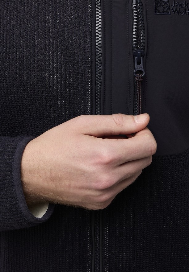 Navy Men Jack Wolfskin Kaminfeuer Fleece Jackets | 79492026