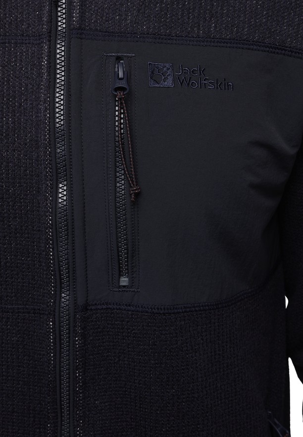Navy Men Jack Wolfskin Kaminfeuer Hooded Fleece Jackets | 37246908