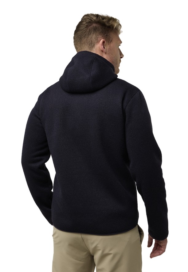 Navy Men Jack Wolfskin Kaminfeuer Hooded Fleece Jackets | 37246908
