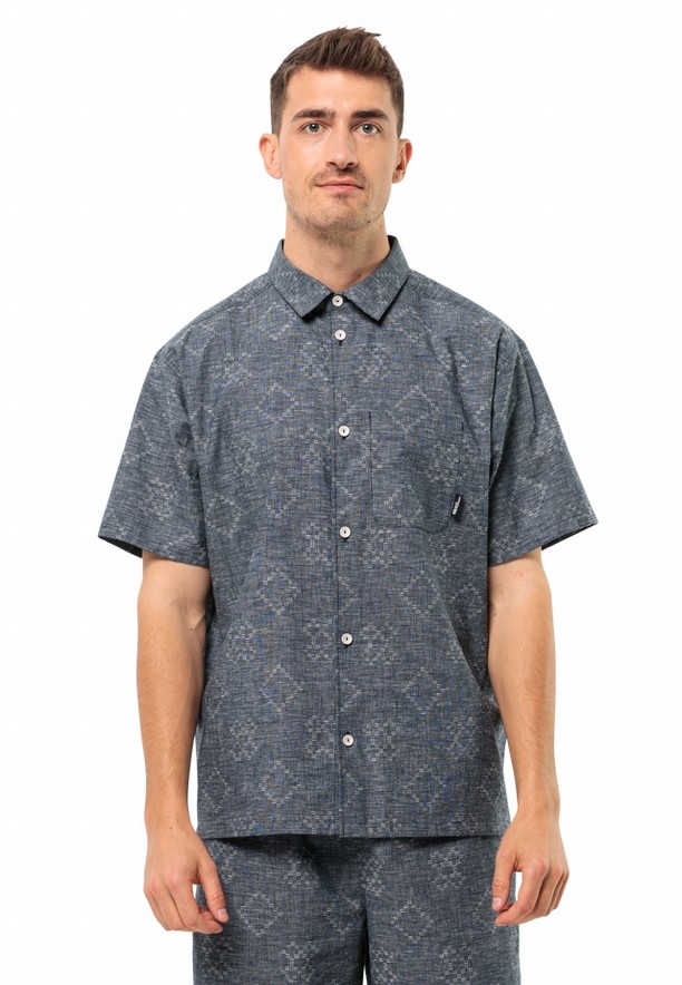 Navy Men Jack Wolfskin Karana Shirts | 29765932