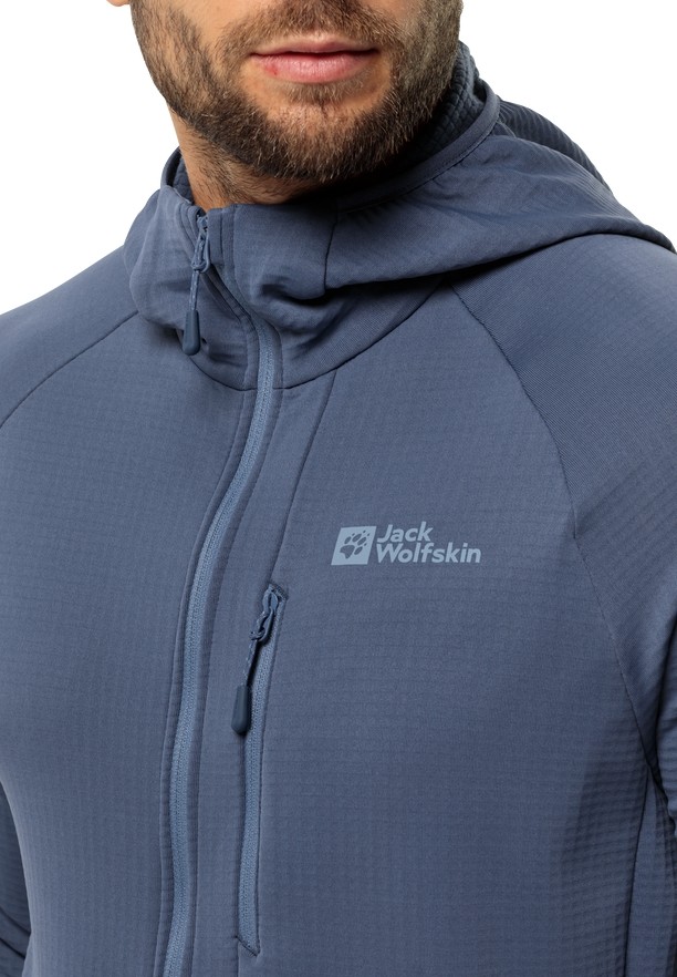 Navy Men Jack Wolfskin Kolbenberg Hooded Fz Fleece Jackets | 48805116