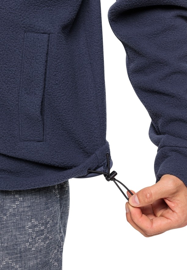 Navy Men Jack Wolfskin Light Curl Fleece Jackets | 28539925