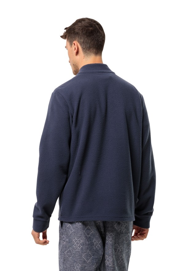 Navy Men Jack Wolfskin Light Curl Fleece Jackets | 28539925