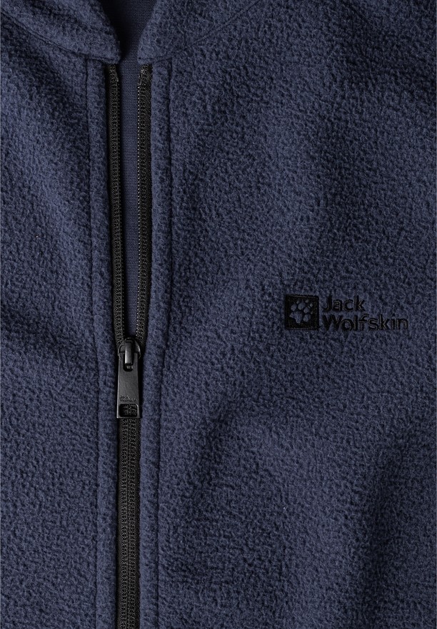 Navy Men Jack Wolfskin Light Curl Fleece Jackets | 28539925