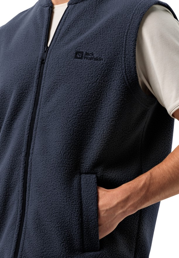 Navy Men Jack Wolfskin Light Curl Vest | 16681090