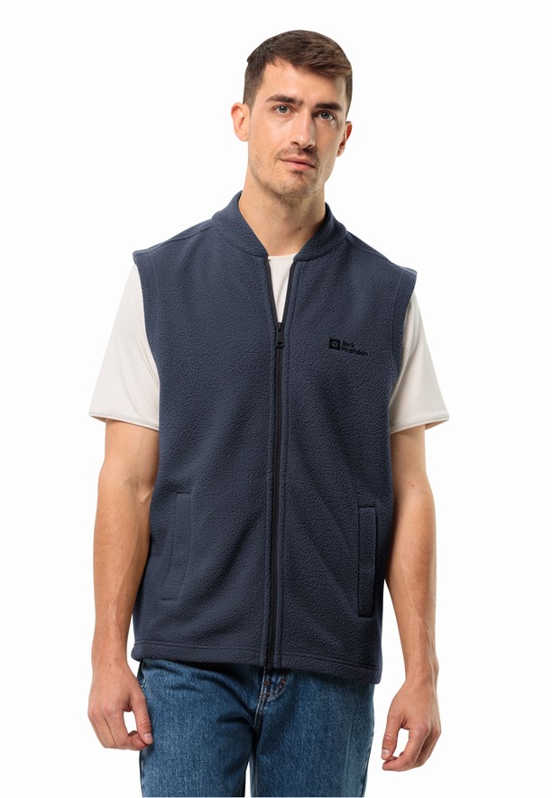 Navy Men Jack Wolfskin Light Curl Vest | 16681090