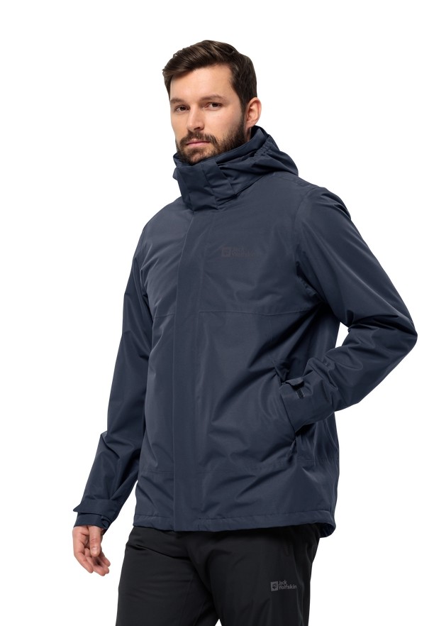Navy Men Jack Wolfskin Luntal 3in1 Jackets | 22972883