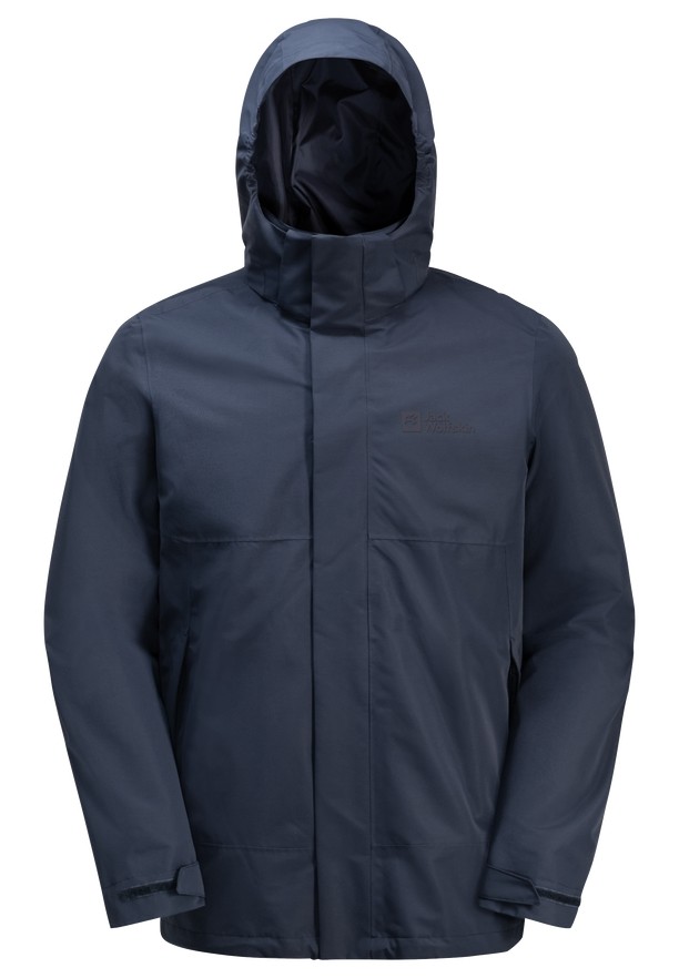 Navy Men Jack Wolfskin Luntal 3in1 Jackets | 22972883