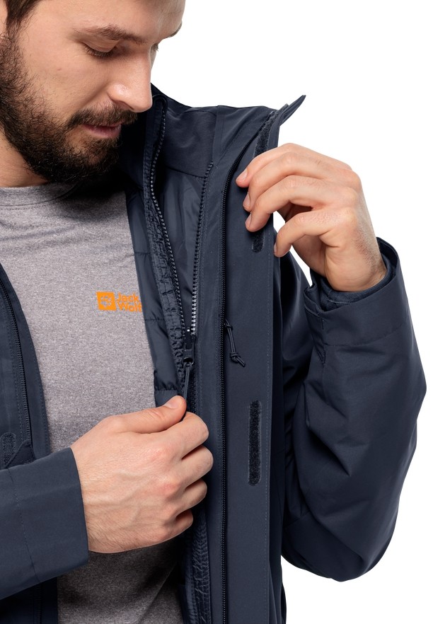 Navy Men Jack Wolfskin Luntal 3in1 Jackets | 22972883