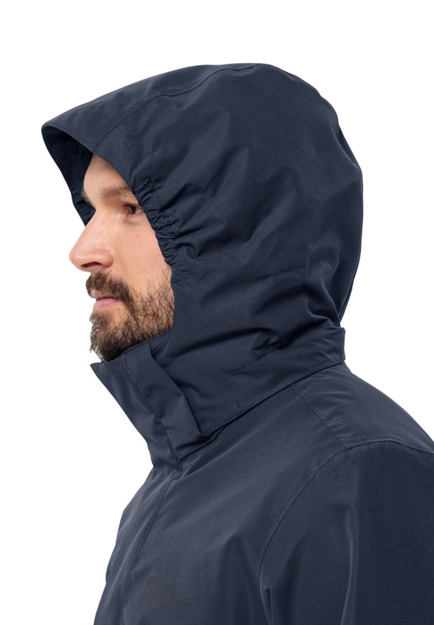 Navy Men Jack Wolfskin Luntal 3in1 Jackets | 22972883