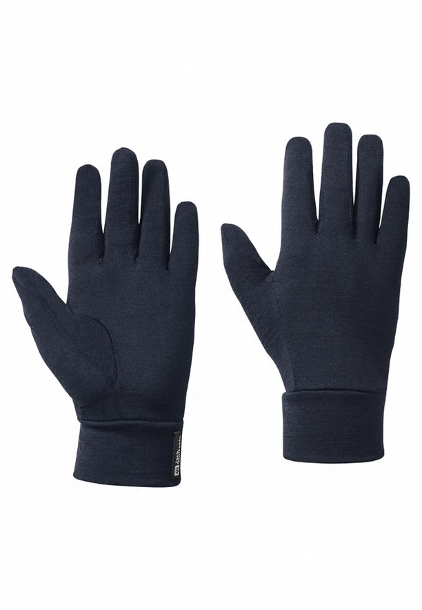Navy Men Jack Wolfskin Merino Gloves | 59555701