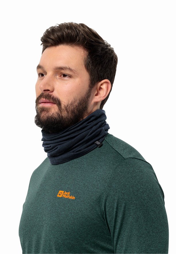Navy Men Jack Wolfskin Merino Neck Warmer | 97498842