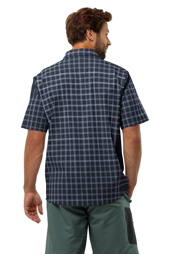 Navy Men Jack Wolfskin Norbo S/s Shirts | 50665661