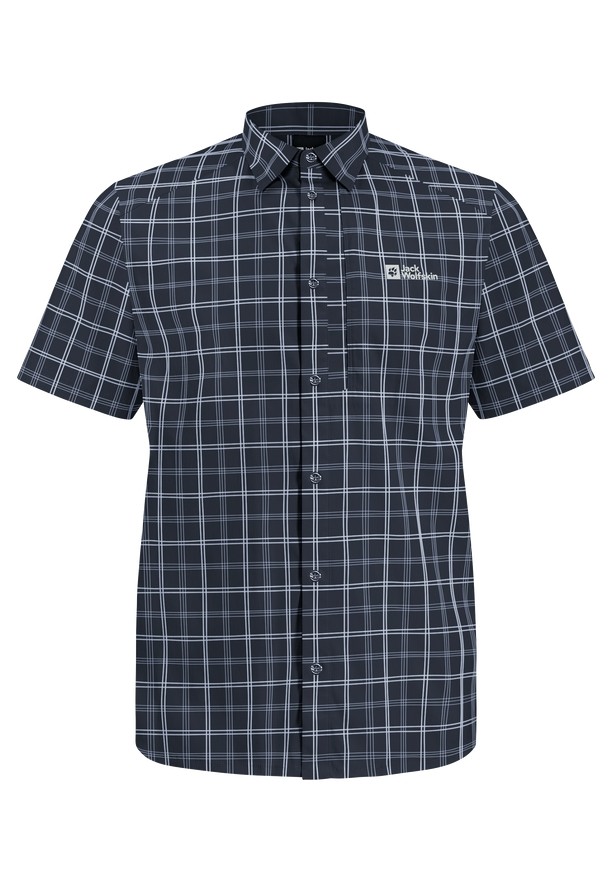 Navy Men Jack Wolfskin Norbo S/s Shirts | 50665661